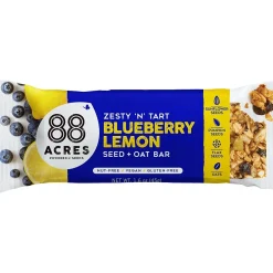 88 Acres Warm 'N' Chewy Gluten-Free Blueberry/Lemon Seed and Oat Bar, 1.6 oz., 9 Bars/Box (315104)