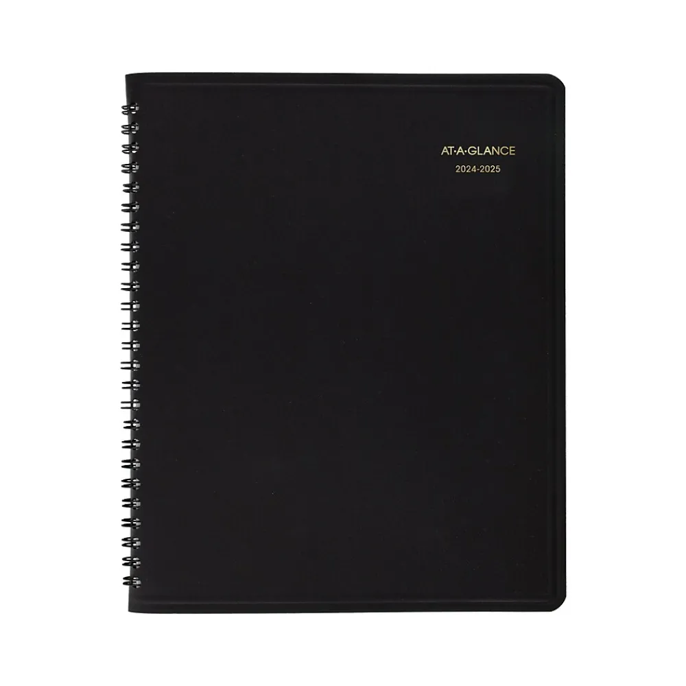 Academic Planners|AT-A-GLANCE 2024-2025 7" x 8.75" Academic Monthly Planner, Faux Leather Cover, Black (70-127-05-25)