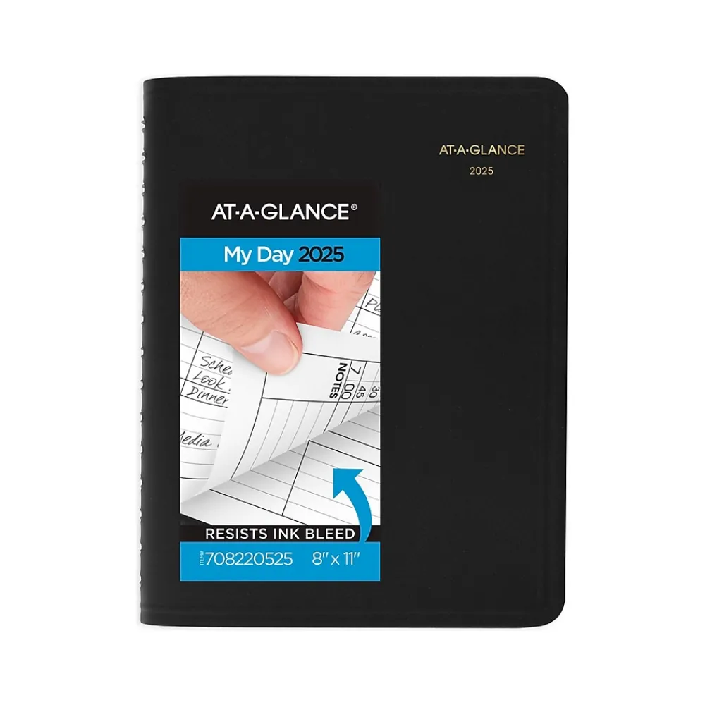 2025 Planners|AT-A-GLANCE 2025 8" x 11" Calendar Year/Daily Appointment Book, Faux Leather Cover, Black (70-822-05-25)
