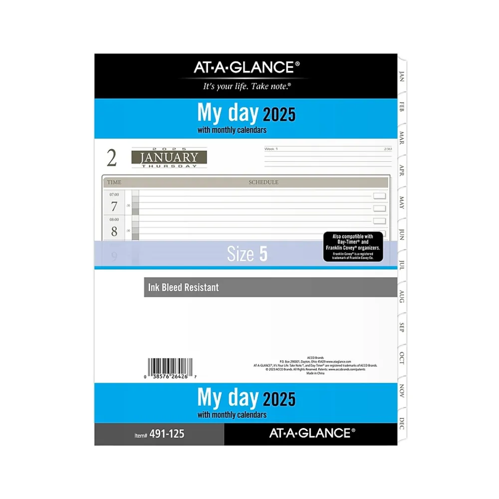 Calendars & Planners Refills|AT-A-GLANCE 2025 11" x 8.5" Daily & Monthly Planner Refill, White/Brown (491-125-25)