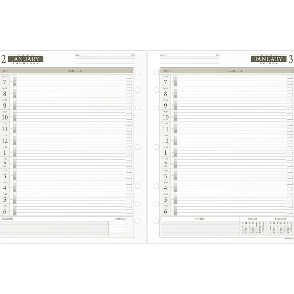 Calendars & Planners Refills|AT-A-GLANCE 2025 11" x 8.5" Daily & Monthly Planner Refill, White/Brown (491-125-25)