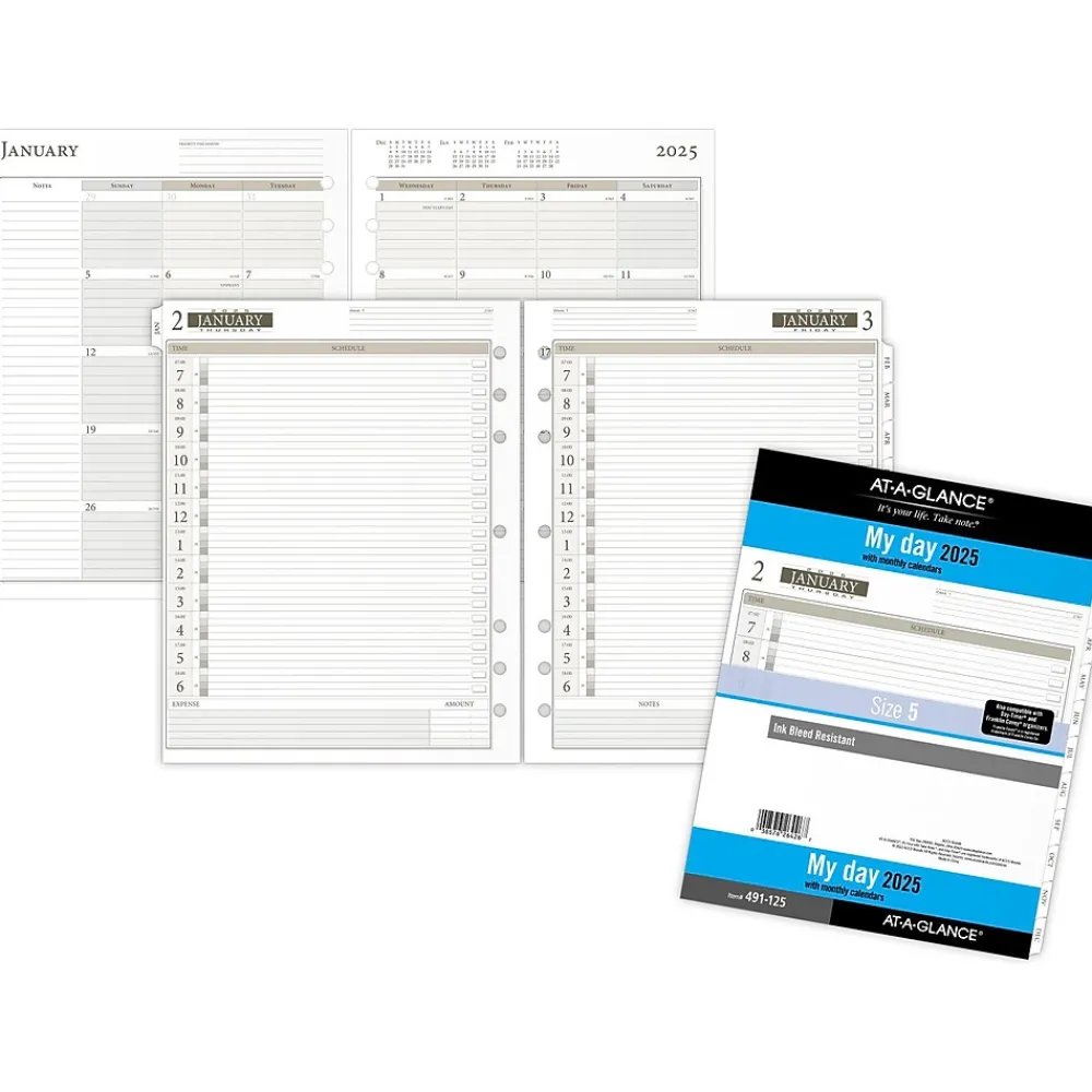 Calendars & Planners Refills|AT-A-GLANCE 2025 11" x 8.5" Daily & Monthly Planner Refill, White/Brown (491-125-25)