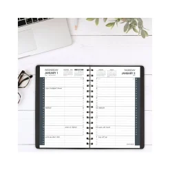 2025 Planners|AT-A-GLANCE 2025 5" x 8" Daily Appointment Book Planner, Faux Leather Cover, Black (70-800-05-25)