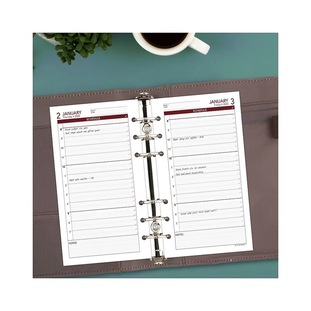 Calendars & Planners Refills|AT-A-GLANCE 2025 3.75" x 6.75" Daily Planner Refill, White/Red (063-125Y-25)