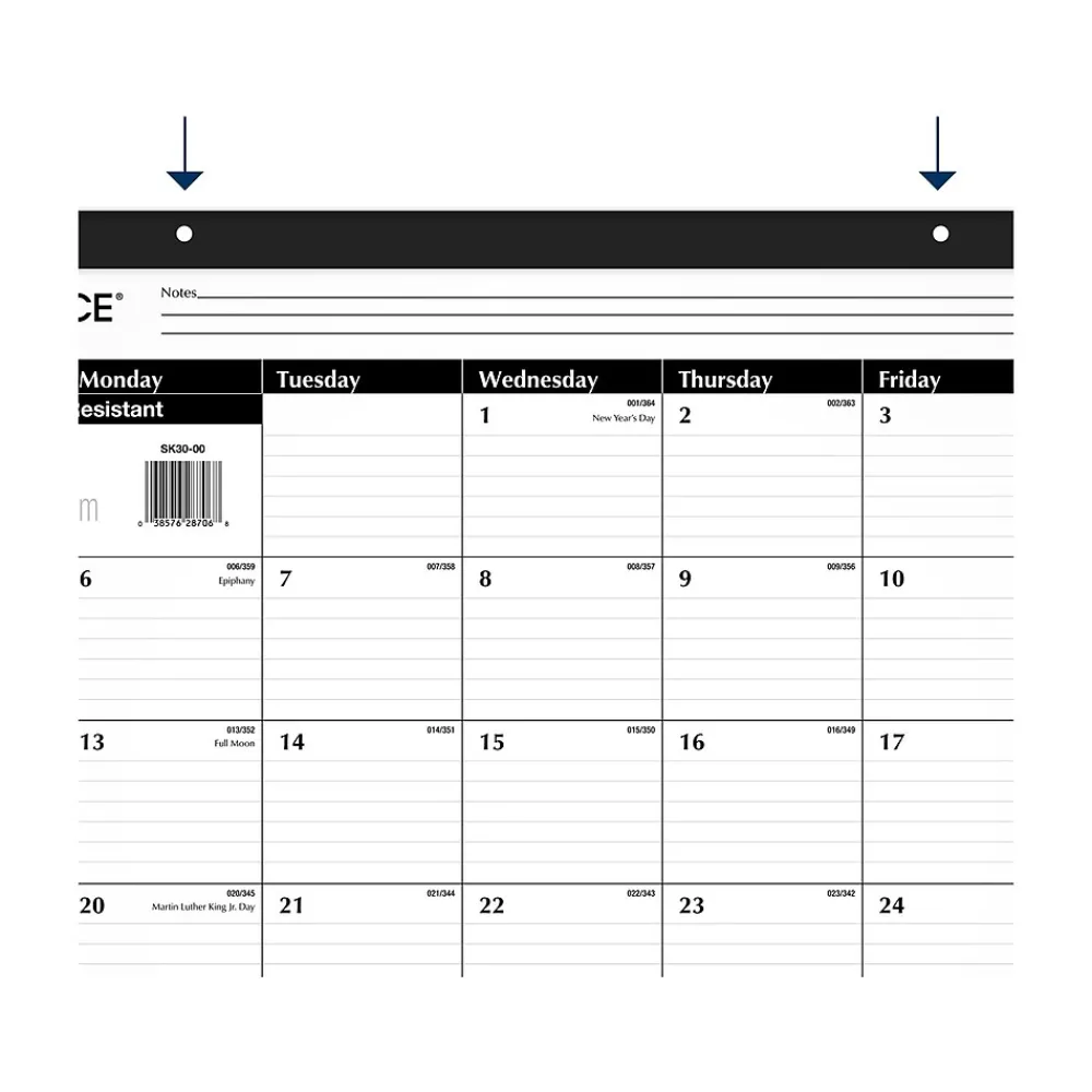 2025 Calendars|AT-A-GLANCE 2025 24" x 19" Monthly Desk Pad Calendar, White/Black (SK30-00-25)