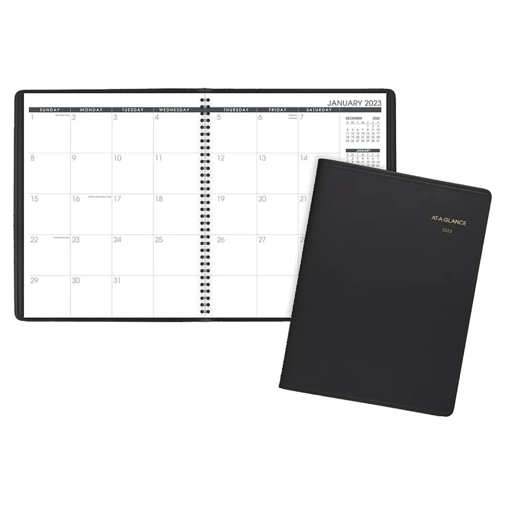 Academic Planners|AT-A-GLANCE 2023-2024 9" x 11" Monthly Planner, Black (70-260-05-23)