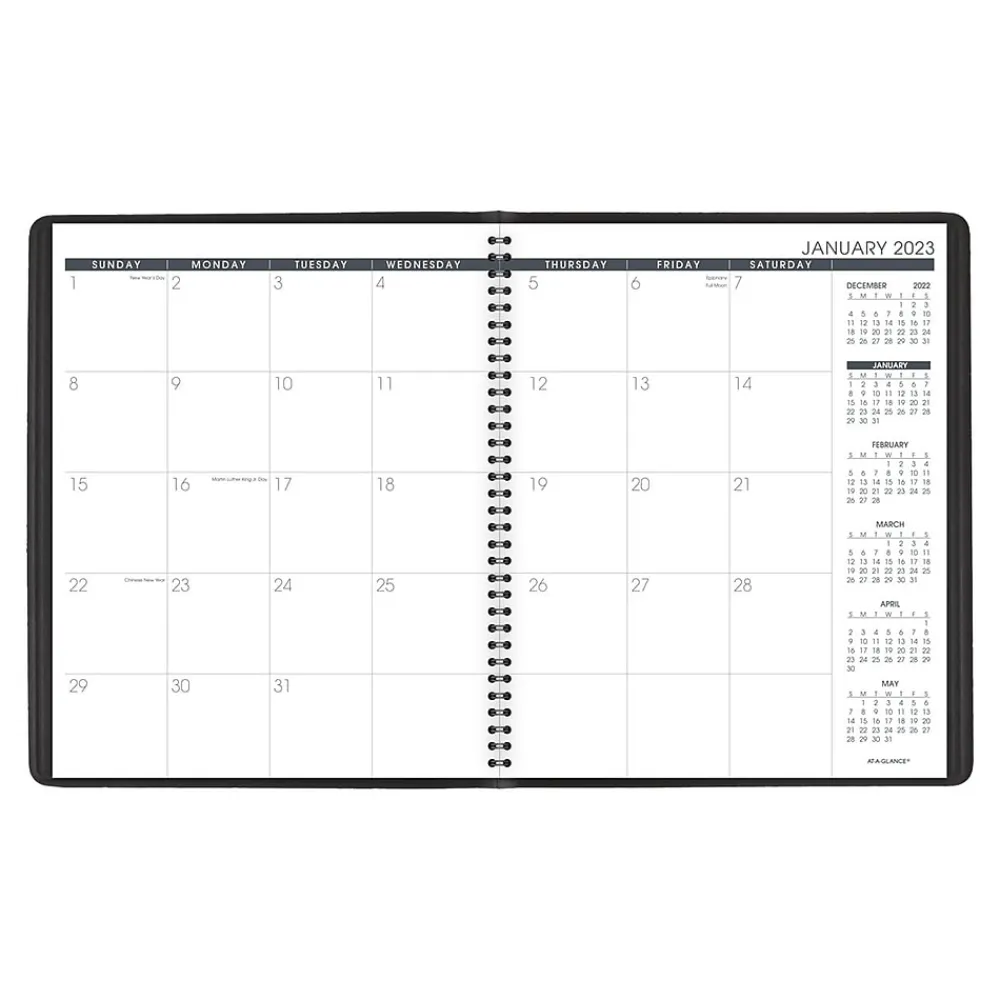 Academic Planners|AT-A-GLANCE 2023-2024 9" x 11" Monthly Planner, Black (70-260-05-23)
