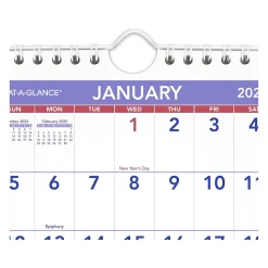 2025 Calendars|AT-A-GLANCE 2025 6.5" x 7.5" Monthly Wall Calendar, White/Purple (PM5-28-25)