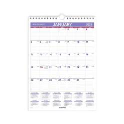 2025 Calendars|AT-A-GLANCE 2025 8" x 11" Monthly Wall Calendar, White/Purple (PM1-28-25)