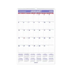 2025 Calendars|AT-A-GLANCE 2025 15.5" x 22.75" Monthly Wet-Erasable Wall Calendar (PMLM03-28-25)