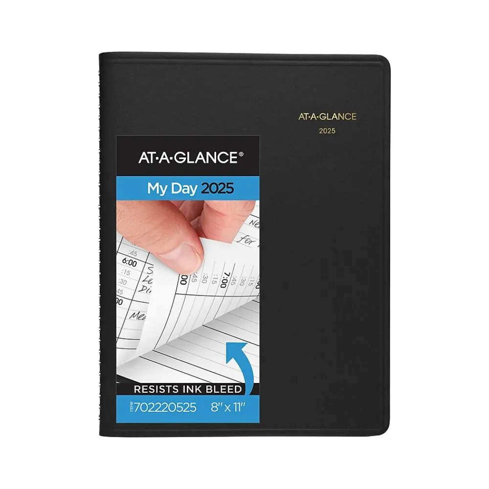 2025 Planners|AT-A-GLANCE 2025 8.5" x 11" 2-Person Daily Appointment Book, Faux Leather Cover, Black (70-222-05-25)