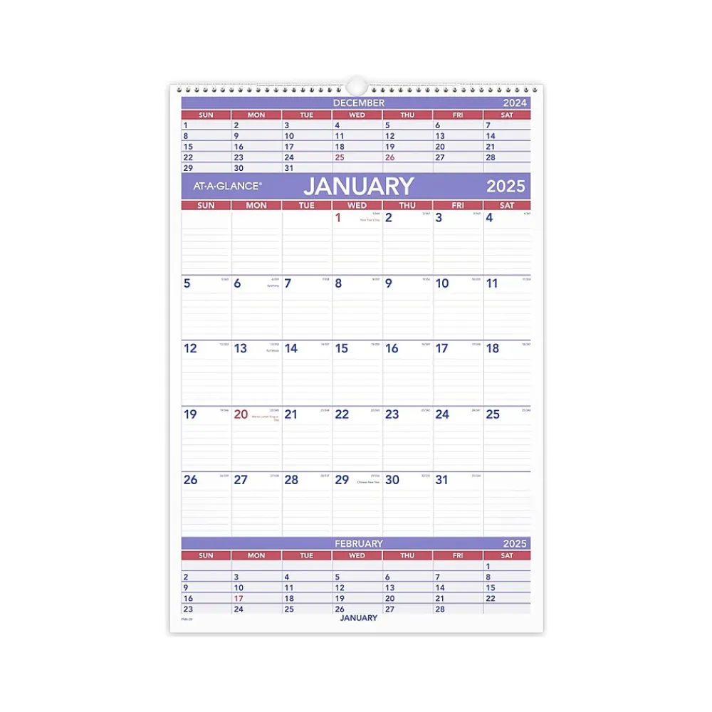 2025 Calendars|AT-A-GLANCE 2025 15.5" x 22.75" Three-Month Wall Calendar (PM6-28-25)