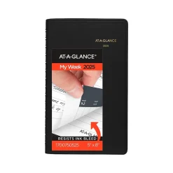 2025 Planners|AT-A-GLANCE 2025 5" x 8" Weekly Appointment Book, Faux Leather Cover, Black (70-075-05-25)