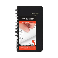2025 Planners|AT-A-GLANCE 2025 2.5" x 4.5" Weekly Planner, Faux Leather Cover, Black (70-035-05-25)