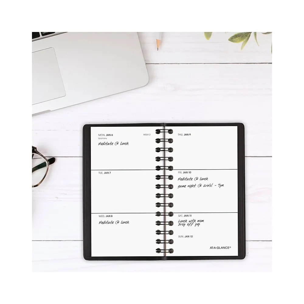 2025 Planners|AT-A-GLANCE 2025 2.5" x 4.5" Weekly Planner, Faux Leather Cover, Black (70-035-05-25)