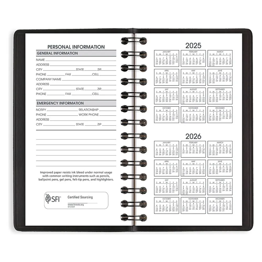 2025 Planners|AT-A-GLANCE 2025 2.5" x 4.5" Weekly Planner, Faux Leather Cover, Black (70-035-05-25)