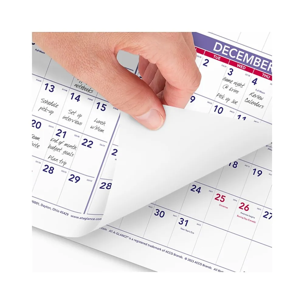 2025 Calendars|AT-A-GLANCE 2025 24" x 36" Yearly Wall Calendar, White/Purple (PM12-28-25)