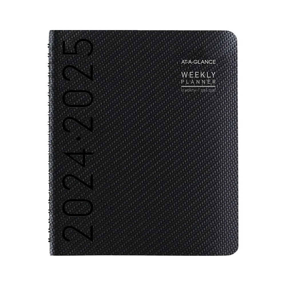 Academic Planners|AT-A-GLANCE 2024-2025 Contemporary 8.25" x 11" Academic Weekly & Monthly Planner, Faux Leather Cover, Graphite
