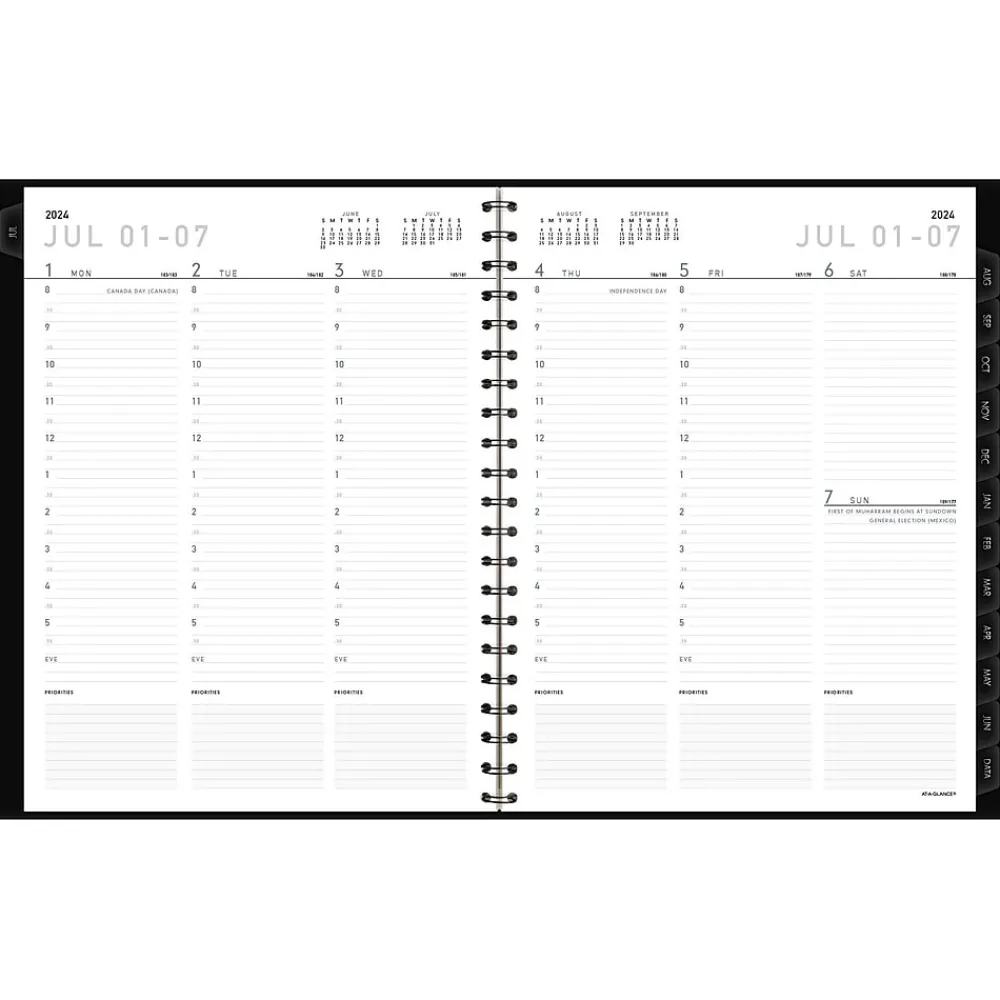 Academic Planners|AT-A-GLANCE 2024-2025 Contemporary 8.25" x 11" Academic Weekly & Monthly Planner, Faux Leather Cover, Graphite