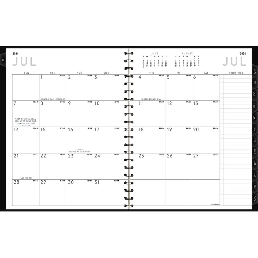 Academic Planners|AT-A-GLANCE 2024-2025 Contemporary 8.25" x 11" Academic Weekly & Monthly Planner, Faux Leather Cover, Graphite