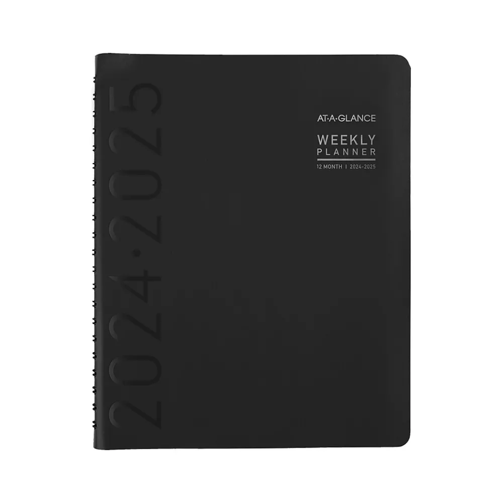 Academic Planners|AT-A-GLANCE 2024-2025 Contemporary 8.25" x 11" Academic Weekly & Monthly Planner, Faux Leather Cover, Black (70-957X-05-25)