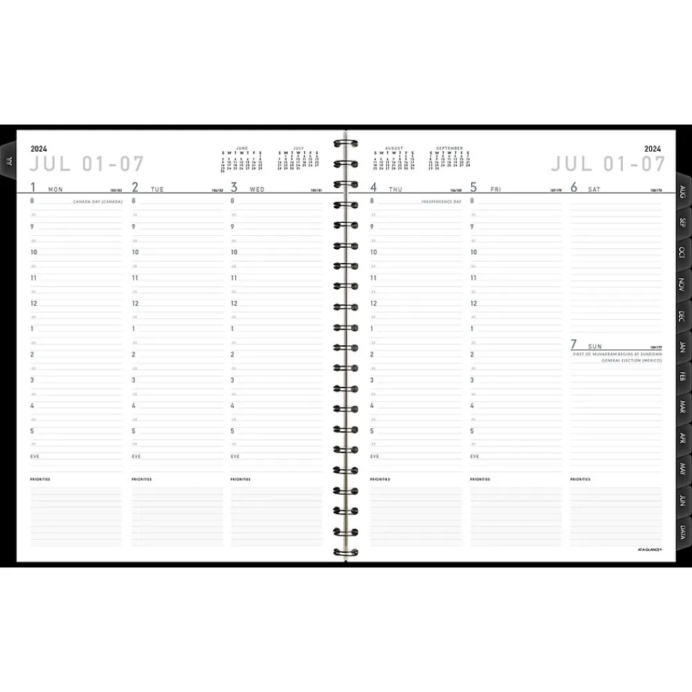 Academic Planners|AT-A-GLANCE 2024-2025 Contemporary 8.25" x 11" Academic Weekly & Monthly Planner, Faux Leather Cover, Black (70-957X-05-25)
