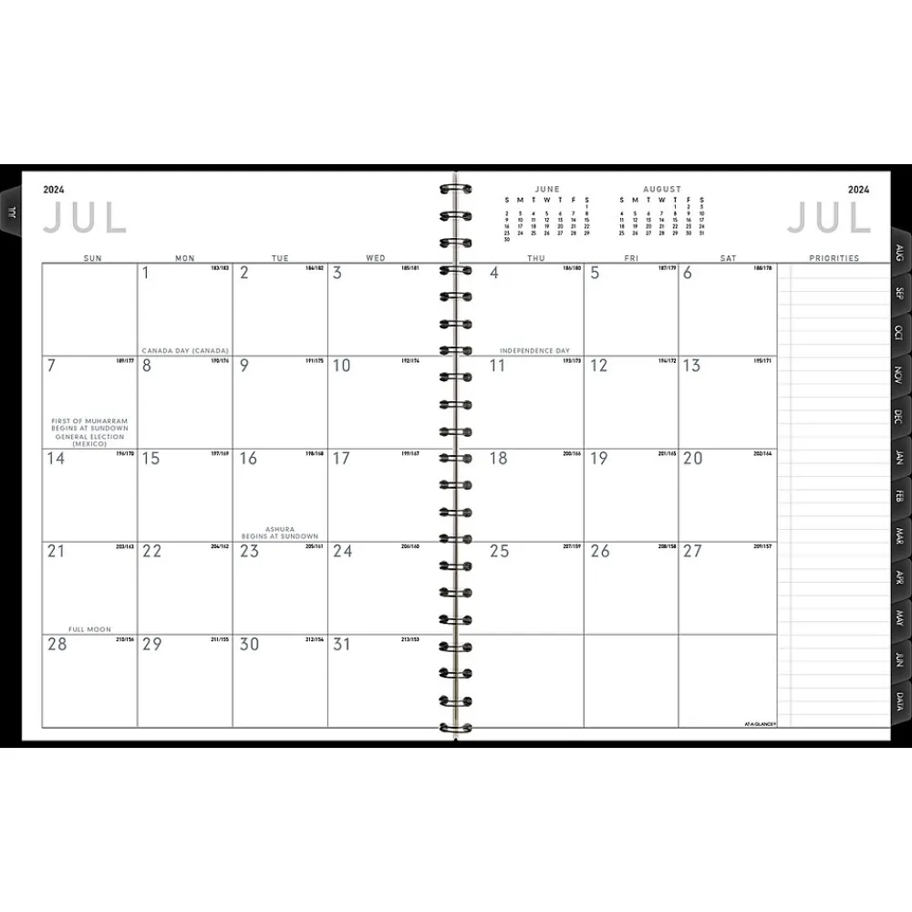 Academic Planners|AT-A-GLANCE 2024-2025 Contemporary 8.25" x 11" Academic Weekly & Monthly Planner, Faux Leather Cover, Black (70-957X-05-25)