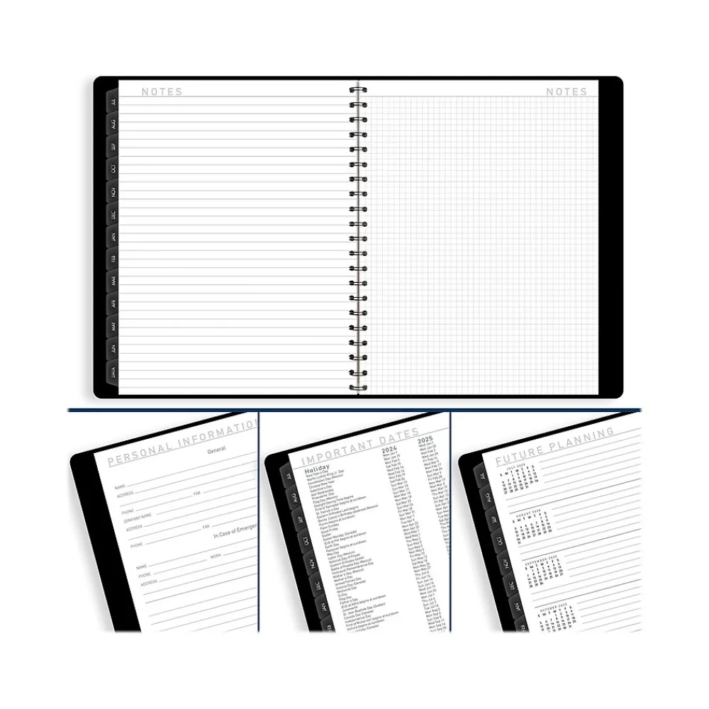 Academic Planners|AT-A-GLANCE 2024-2025 Contemporary 8.25" x 11" Academic Weekly & Monthly Planner, Faux Leather Cover, Black (70-957X-05-25)