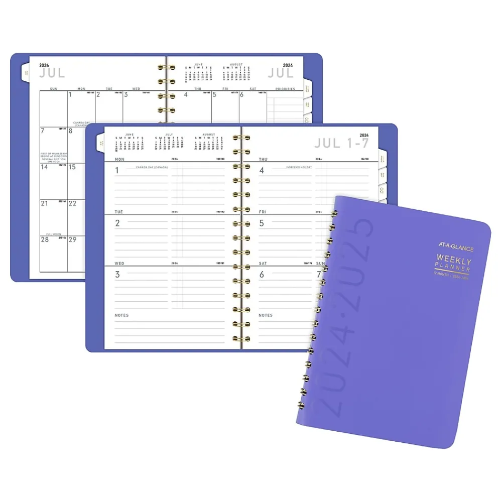 Academic Planners|AT-A-GLANCE 2024-2025 Contemporary 5" x 8" Academic Weekly & Monthly Planner, Purple (70-101X-18-25)