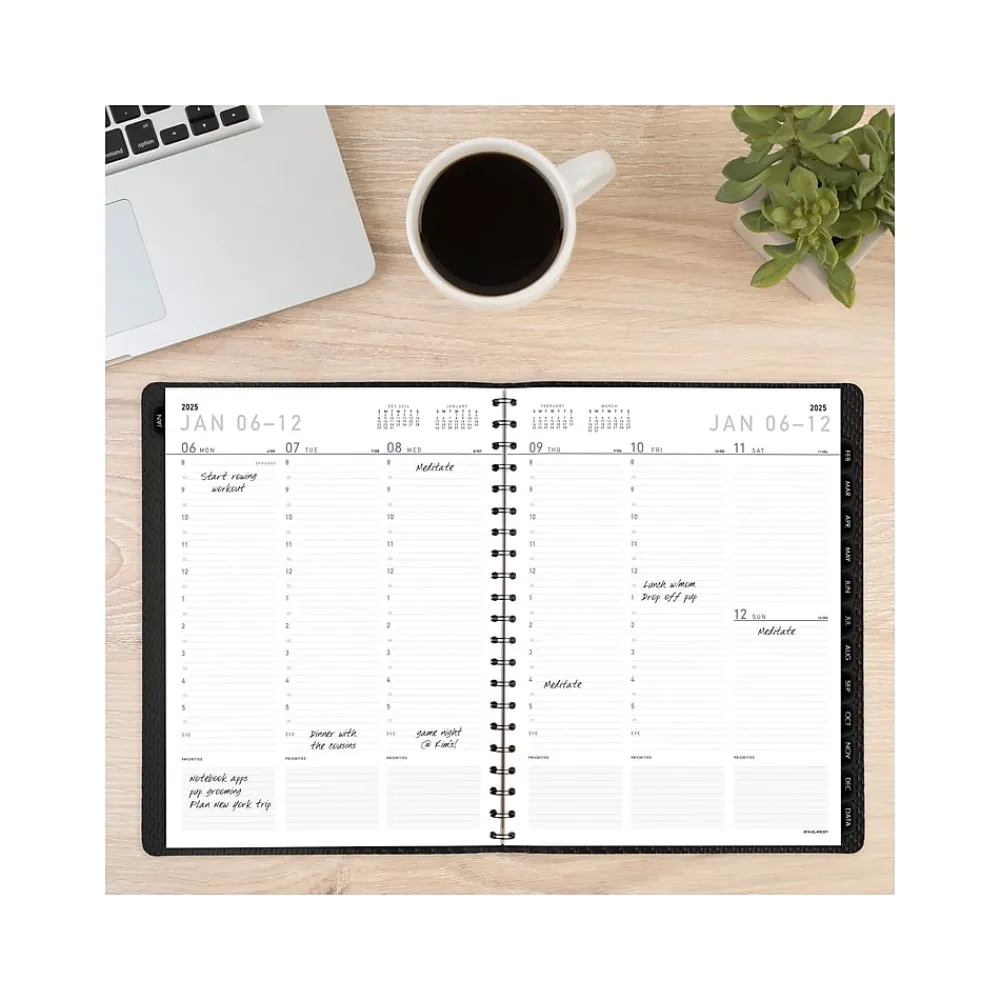 2025 Planners|AT-A-GLANCE 2025 Contemporary 8.25" x 11" Weekly & Monthly Planner, Faux Leather Cover, Charcoal (70-950X-45-25)
