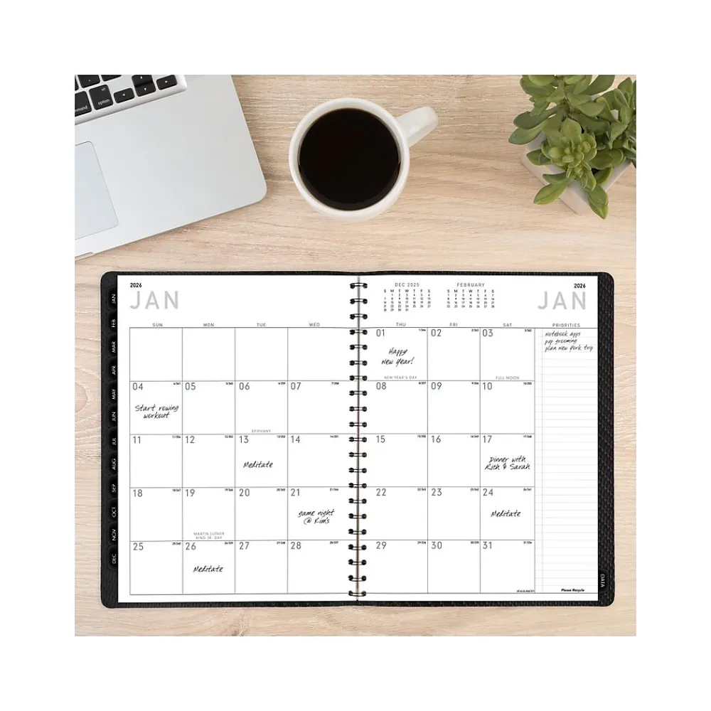 2025 Planners|AT-A-GLANCE 2025 Contemporary 8.25" x 11" Weekly & Monthly Planner, Faux Leather Cover, Charcoal (70-950X-45-25)