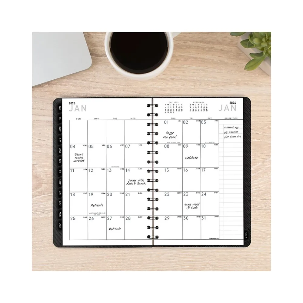 2025 Planners|AT-A-GLANCE 2025 Contemporary 5" x 8" Weekly & Monthly Planner, Faux Leather Cover, Charcoal (70-100X-45-25)