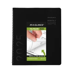 2025 Planners|AT-A-GLANCE 2025 Contemporary 9" x 11" Monthly Planner, Faux Leather Cover, Black (70-260X-05-25)