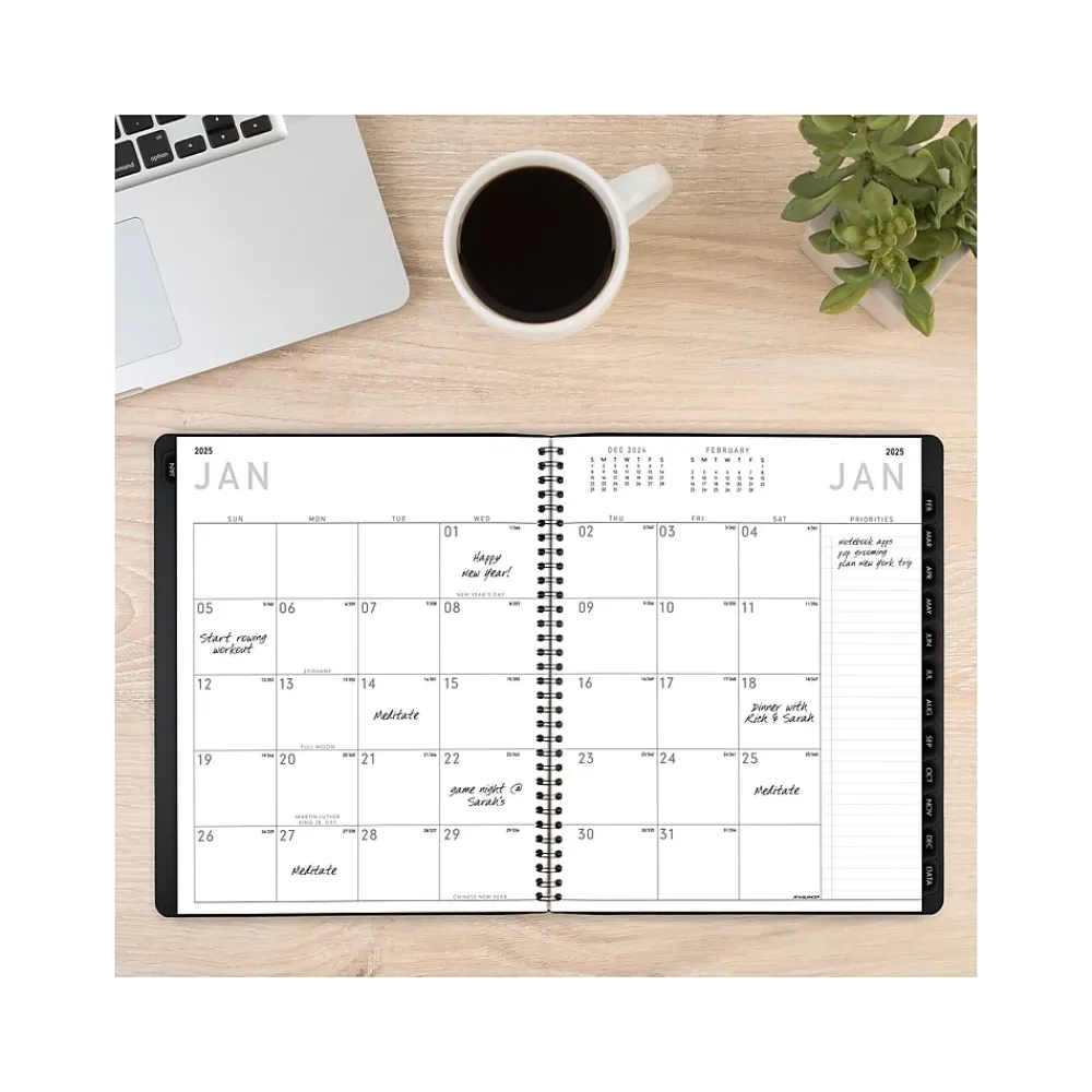 2025 Planners|AT-A-GLANCE 2025 Contemporary 9" x 11" Monthly Planner, Faux Leather Cover, Black (70-260X-05-25)