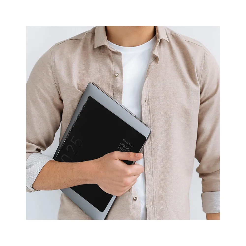 2025 Planners|AT-A-GLANCE 2025 Contemporary 9" x 11" Monthly Planner, Faux Leather Cover, Black (70-260X-05-25)