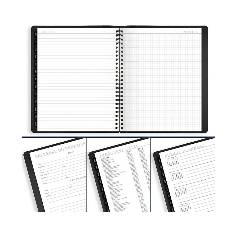 2025 Planners|AT-A-GLANCE 2025 Contemporary 7" x 8.75" Weekly & Monthly Planner, Faux Leather Cover, Black (70-545X-05-25)