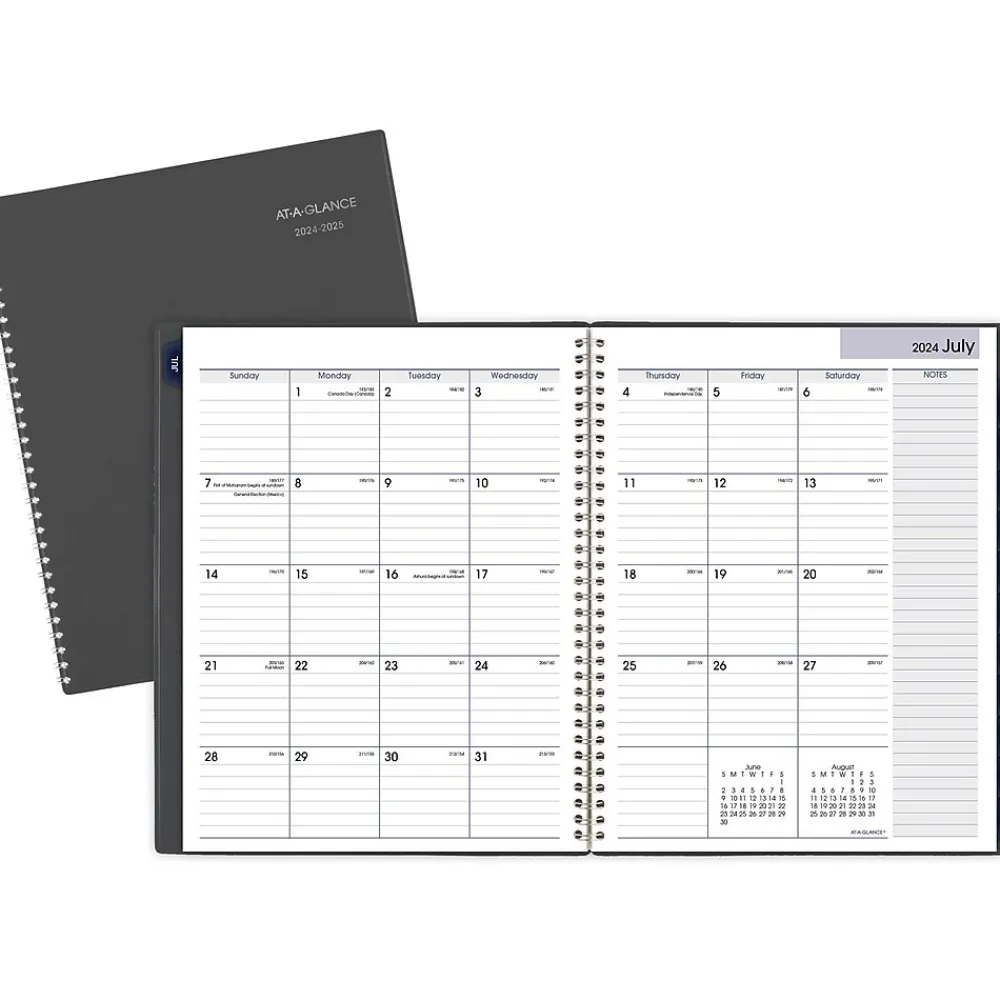 Academic Planners|AT-A-GLANCE 2024-2025 DayMinder 8.5" x 11" Academic Monthly Planner, Poly Cover, Charcoal (AYC470-45-25)