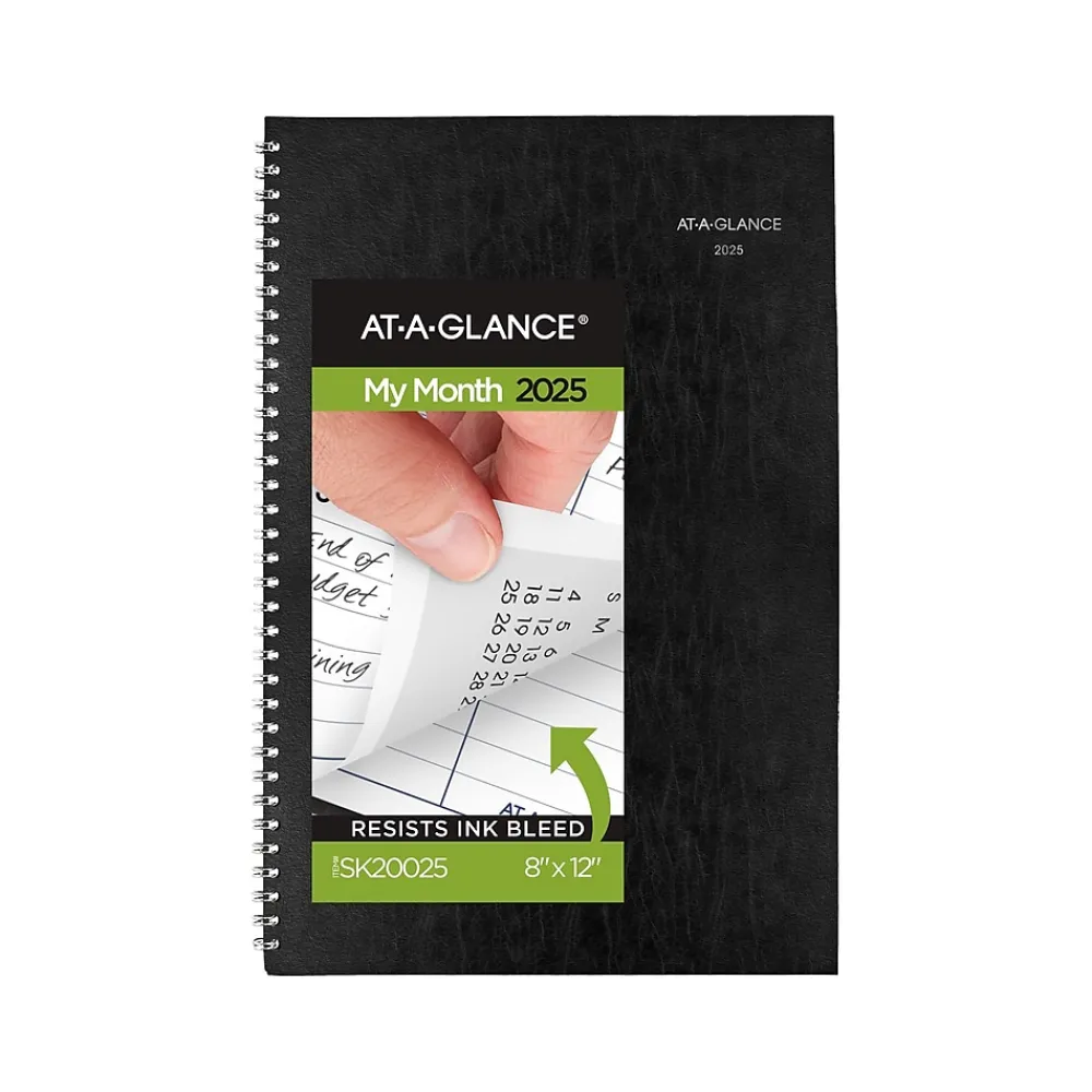 2025 Planners|AT-A-GLANCE 2025 DayMinder 8" x 12" Monthly Planner, Faux Leather Cover, Black (SK2-00-25)