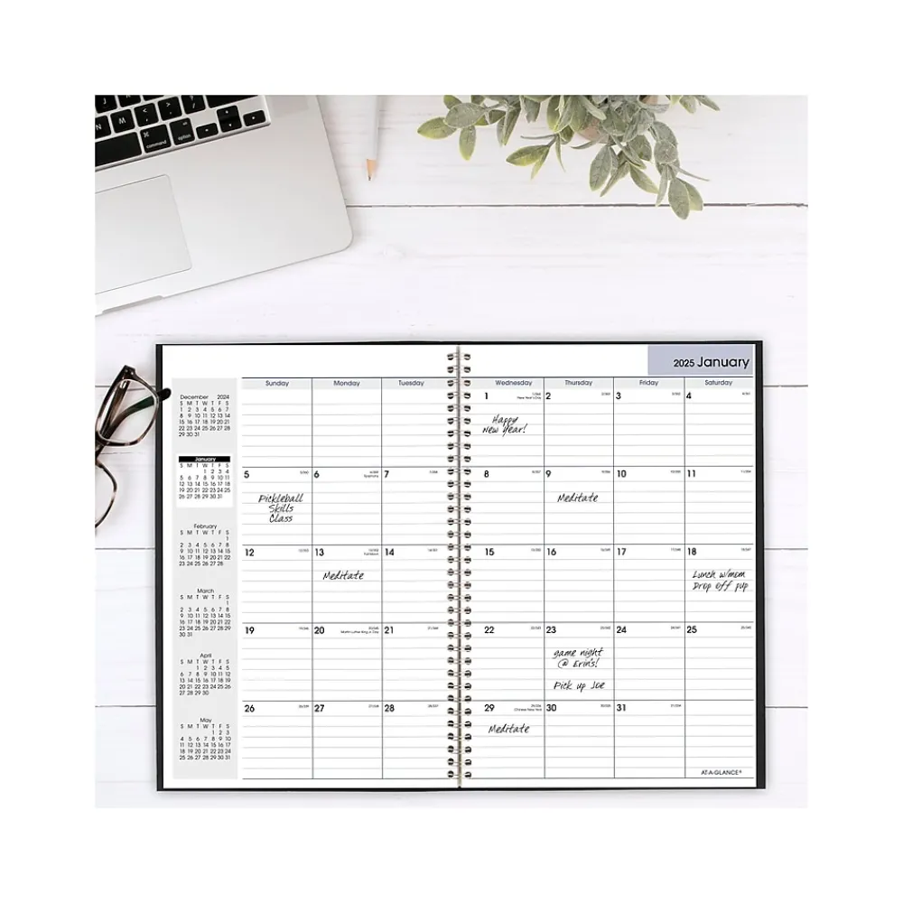 2025 Planners|AT-A-GLANCE 2025 DayMinder 8" x 12" Monthly Planner, Faux Leather Cover, Black (SK2-00-25)