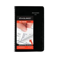 2025 Planners|AT-A-GLANCE 2025 DayMinder 5" x 8" Weekly Appointment Book, Faux Leather Cover, Black (G210-00-25)
