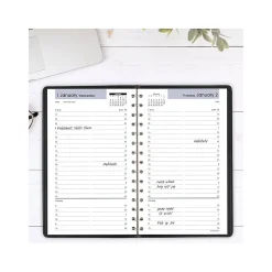 2025 Planners|AT-A-GLANCE 2025 DayMinder 5" x 8" Daily Appointment Book, Faux Leather Cover, Black (G100-00-25)