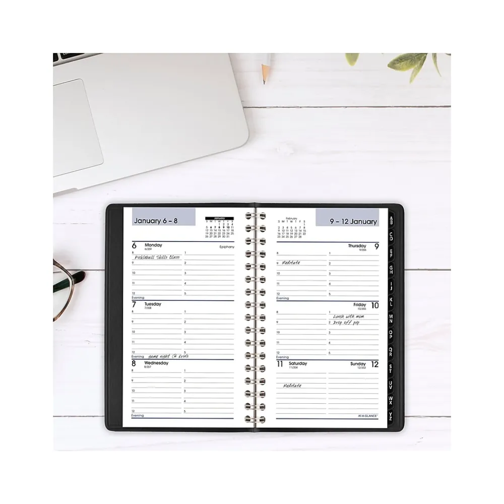 2025 Planners|AT-A-GLANCE 2025 DayMinder 3.5" x 6" Weekly Appointment Book Planner, Faux Leather Cover, Black (G250-00-25)