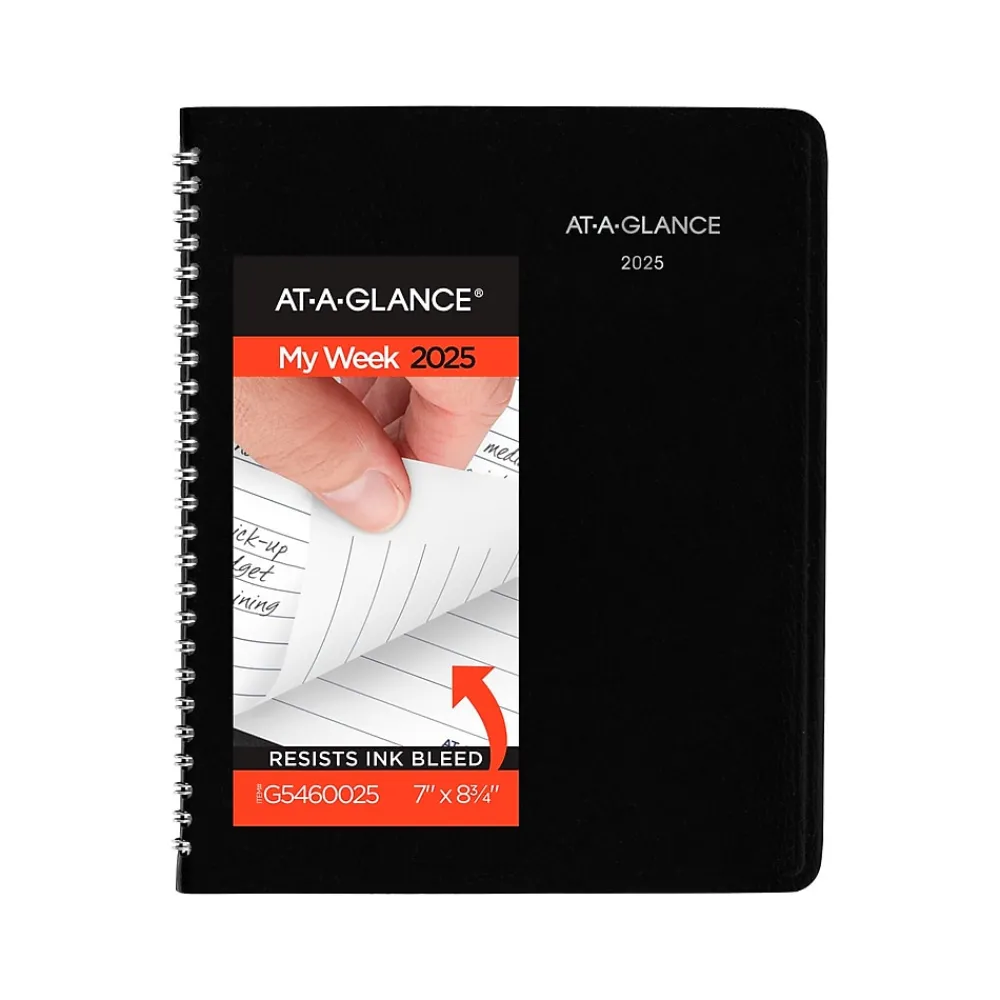 2025 Planners|AT-A-GLANCE 2025 DayMinder Executive 7" x 8.75" Weekly & Monthly Planner, Faux Leather Cover, Black (G546-00-25)