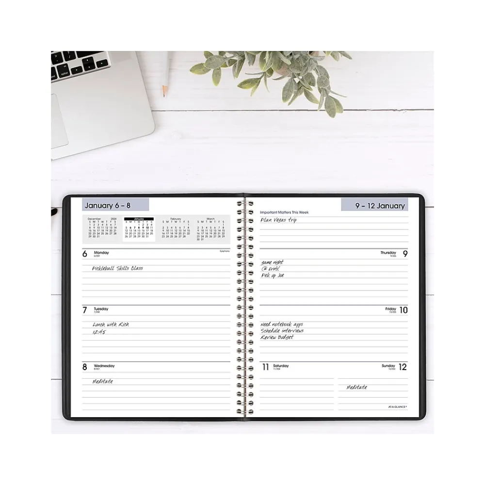 2025 Planners|AT-A-GLANCE 2025 DayMinder Executive 7" x 8.75" Weekly & Monthly Planner, Faux Leather Cover, Black (G546-00-25)