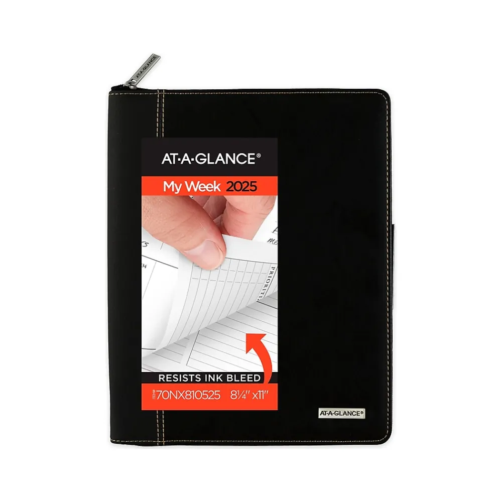 2025 Planners|AT-A-GLANCE 2025 Executive 8.25" x 11" Weekly & Monthly Appointment Book, Faux Leather Cover, Black (70-NX81-05-25)