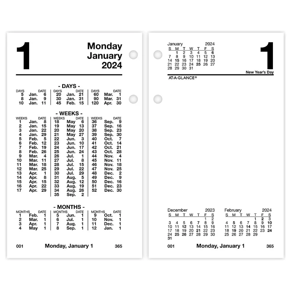 Calendars & Planners Refills|AT-A-GLANCE 2025 Financial 6" x 3.5" Daily Desk Pad Calendar Refill, White/Black (S170-50-25)