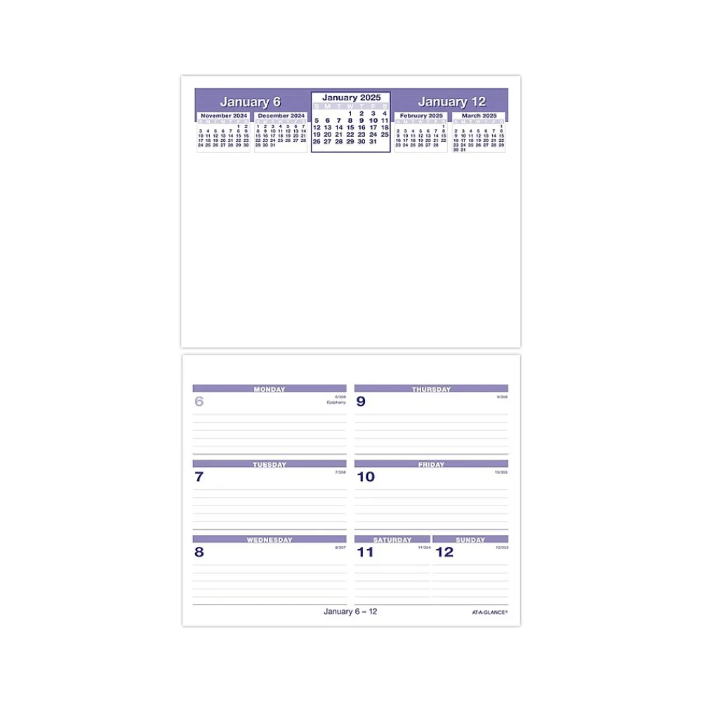 Calendars & Planners Refills|AT-A-GLANCE 2025 Flip-A-Week 7" x 5.5" Weekly Desk Calendar Refill, White/Blue (SW705X-50-25)