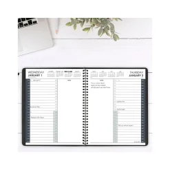 2025 Planners|AT-A-GLANCE 2025 24-Hour 7" x 8.75" Daily Appointment Book Planner, Faux Leather Cover, Black (70-824-05-25)