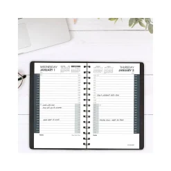 2025 Planners|AT-A-GLANCE 2025 24-Hour 5" x 8" Daily Appointment Book Planner, Faux Leather Cover, Black (70-203-05-25)