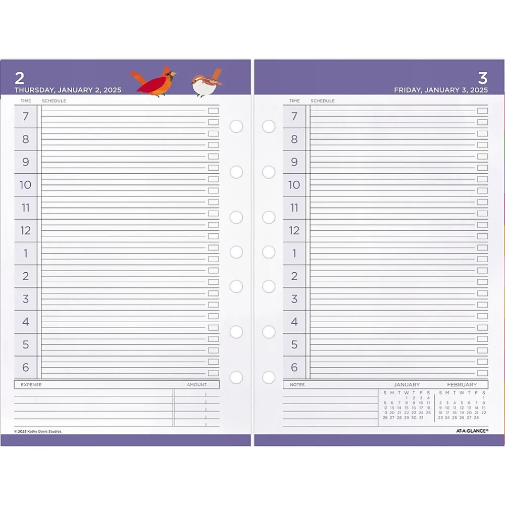 Calendars & Planners Refills|AT-A-GLANCE 2025 Kathy Davis 8.5" x 5.5" Daily & Monthly Planner Refill, Multicolor (KD81-125-25)